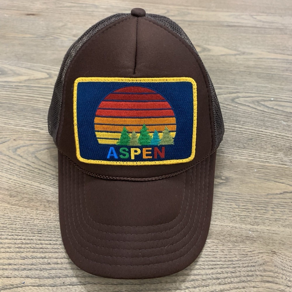 Aviator Nation Aspen Rainbow Sunset Trucker Hat Brown Snapback Mesh OS